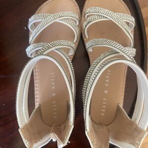 Kelly & Katie White and Silver Strappy Sandals